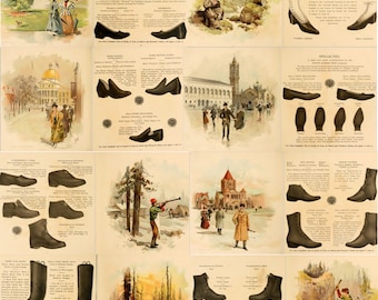 Shoe making Boot Shoes Vintage Patterns Craft Design Style - 68 Rare Books -(Digital Download)