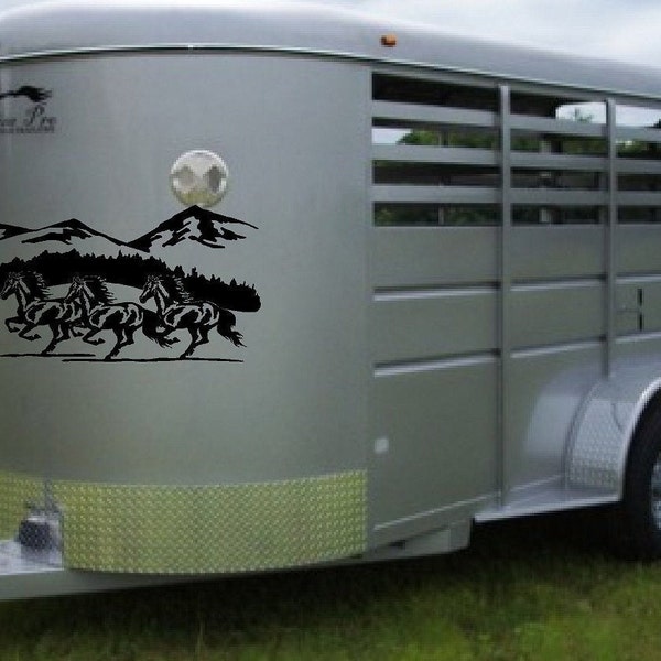 Horses & Mountains Landscape Horse Trailer Truck Decal Equestrian Sticker