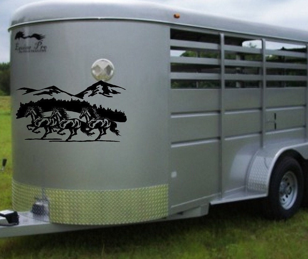 Horses & Mountains Landscape Horse Trailer Truck Decal Equestrian Sticker 