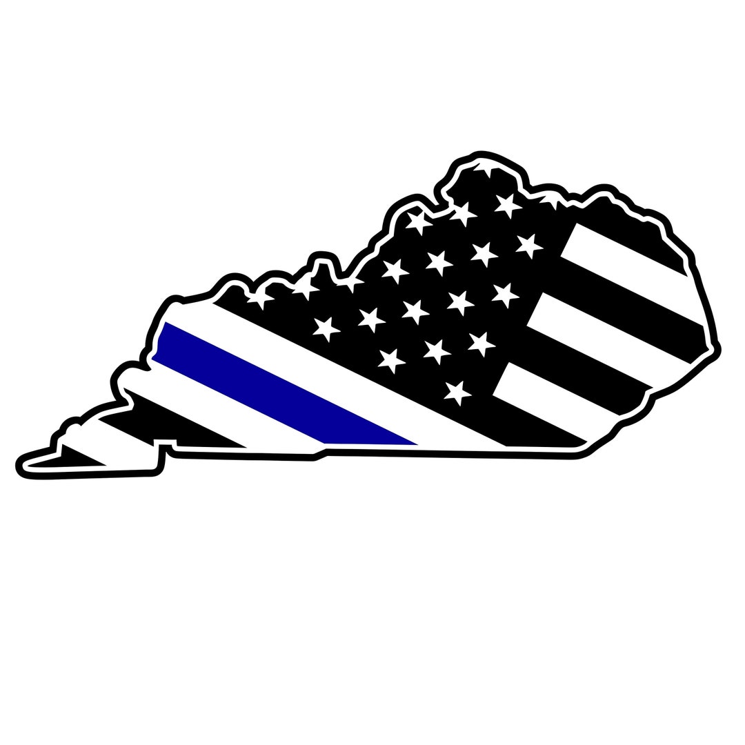Kentucky Thin Blue Line Flag SVG Kentucky State Blue Line Etsy