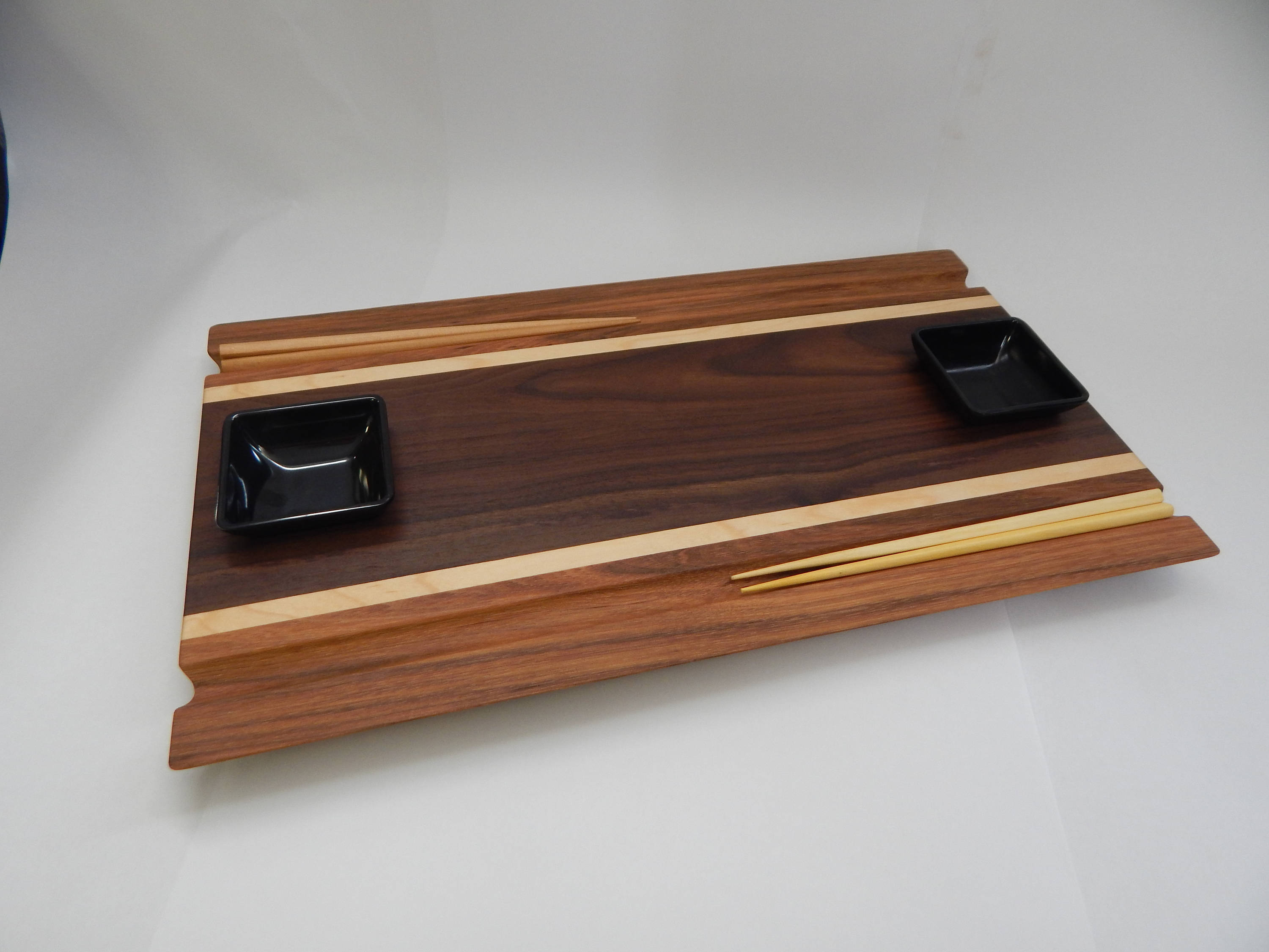 Handcrafted wood Sushi Board/Serving Tray Walnut, Maple
