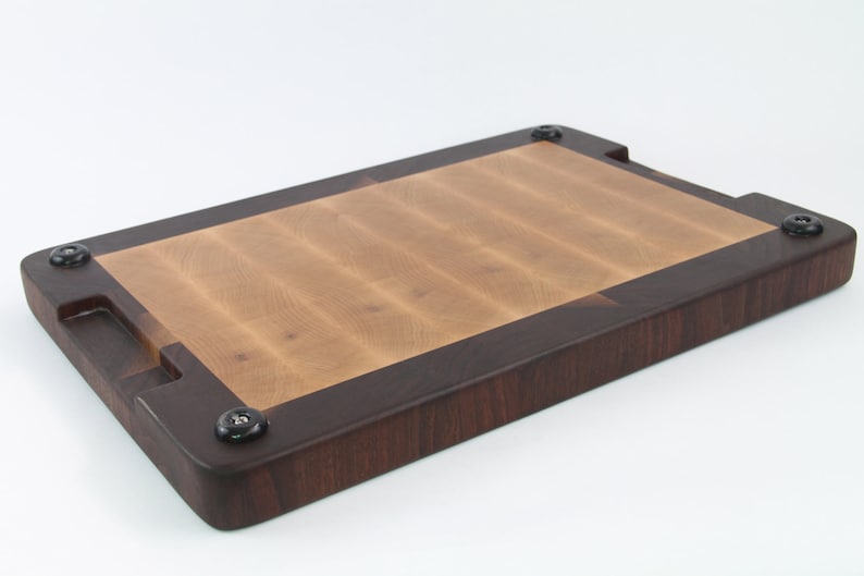 No slip bottom and easy grip For Chefs! Handcrafted Wood Cutting Board Walnut /& Maple End Grain Cook like a pro with this board