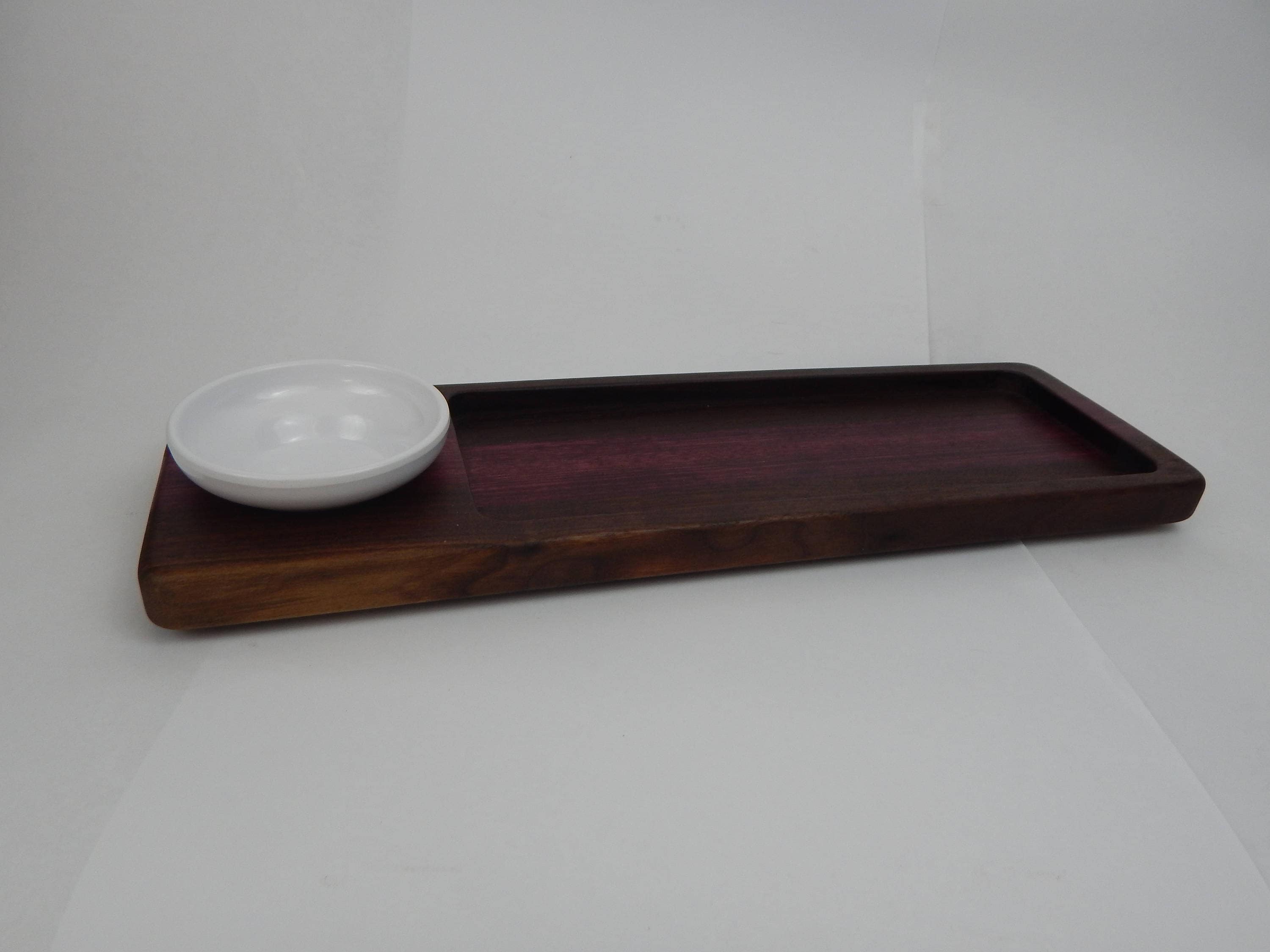 Handcrafted Wood Bread/Dip Tray. Walnut & Purple Heart Great