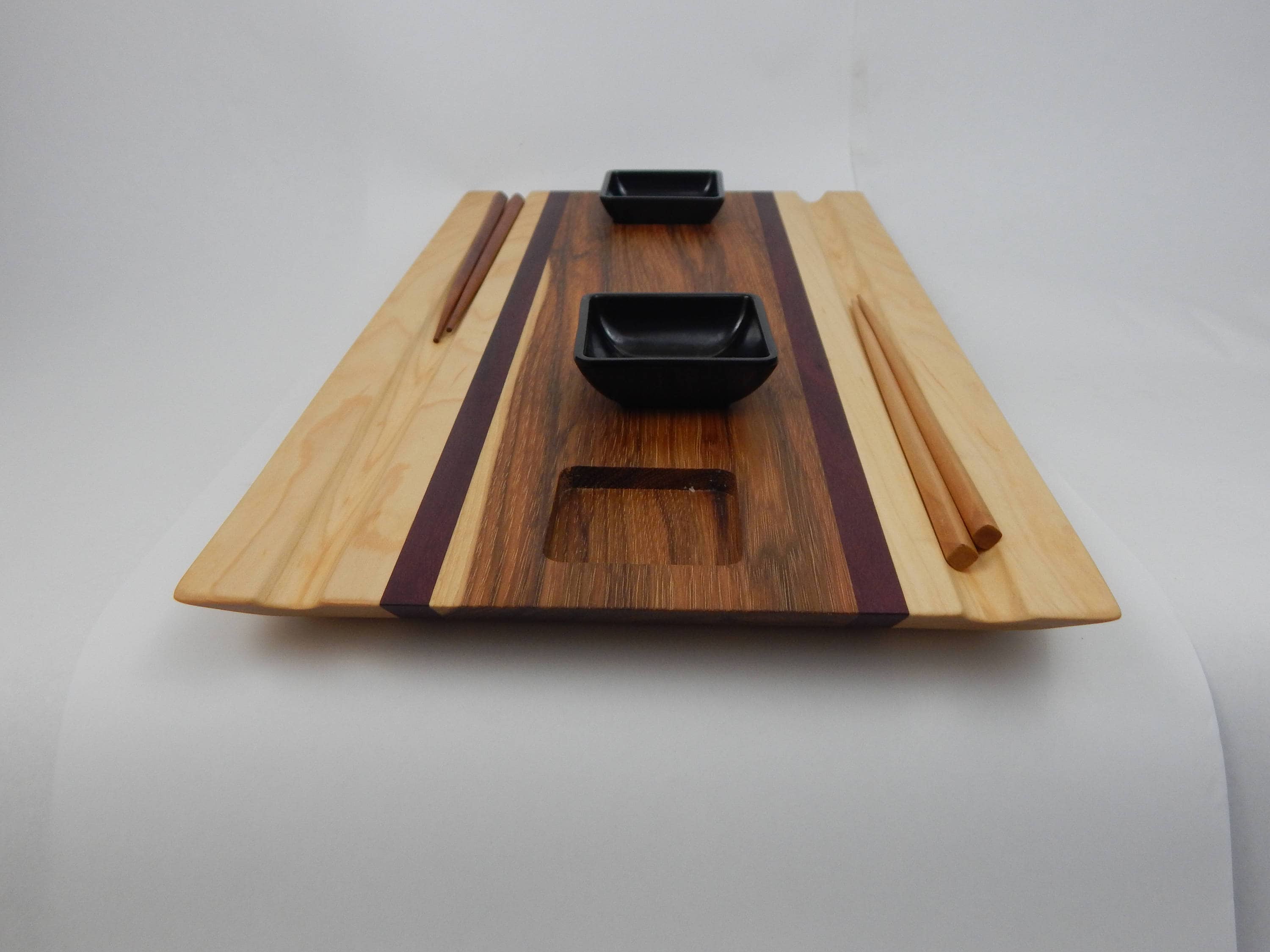Handcrafted wood Sushi Board/Serving Tray Hickory, and