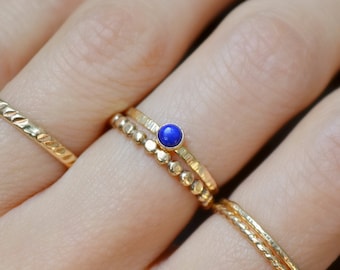 Lapis Lazuli Ring, Solid Gold Lapis Lazuli Ring, Dainty Gold Lapis Ring, Gold Stacking Ring