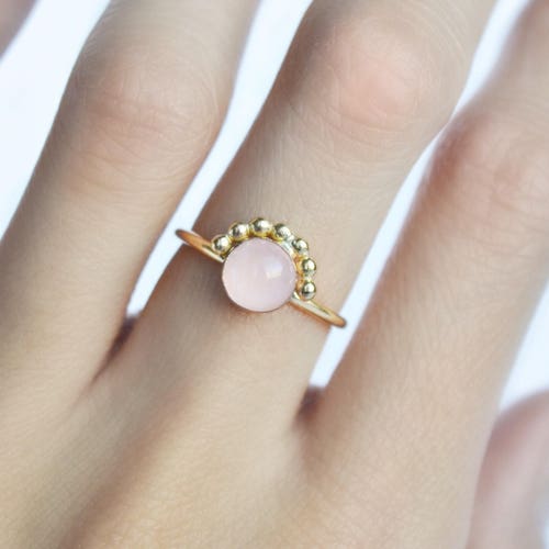 Rose Quartz Ring Dainty Rose Quartz Ring Gold Filled Ring Etsy