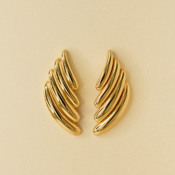 Wing Earrings, Zephyr Earrings, Oversized Stud Earrings, 14K Gold, Sterling Silver