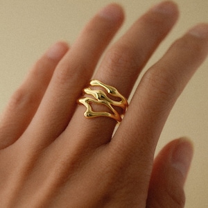 Molten Ring, Liquid Metal Ring, Melted Ring, Gold Vermeil, Sterling Silver