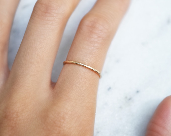 14KT Solid Gold Ring, Sterling Silver Ring, Thin Stacking Ring