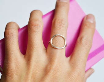 Open Circle Ring, Karma Ring, Sterling Silver, Gold Open Circle Ring, Minimalist Circle Ring