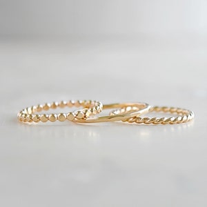 Gold Stacking Ring Set, 14KT Gold Filled, Set of 3