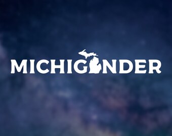 Calcomanía para parachoques de Michigander - 10 pulgadas - Blanco, Mitten, MI, Michigan, Norte, Amor, Vinilo