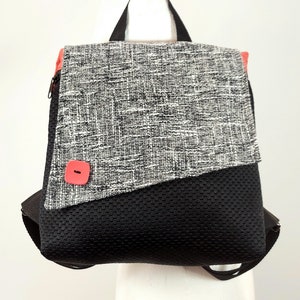 Mini sac à main, sacs à dos à fermeture éclair, sac à dos élégant noir rouge, cadeaux végétaliens, sac à dos pour femme, sac léger, livraison gratuite