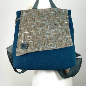 Mini mochila, pequeña mochila de tela azul, bolso de moda, bolso para bicicleta, regalos veganos, mochila ligera, envío gratis