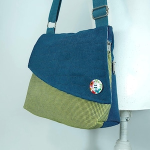 Sac à main sac à bandoulière, sac utile fait main, cadeau de vacances, sac bleu vert, sac végétalien, sac de taille moyenne, sac léger, livraison gratuite