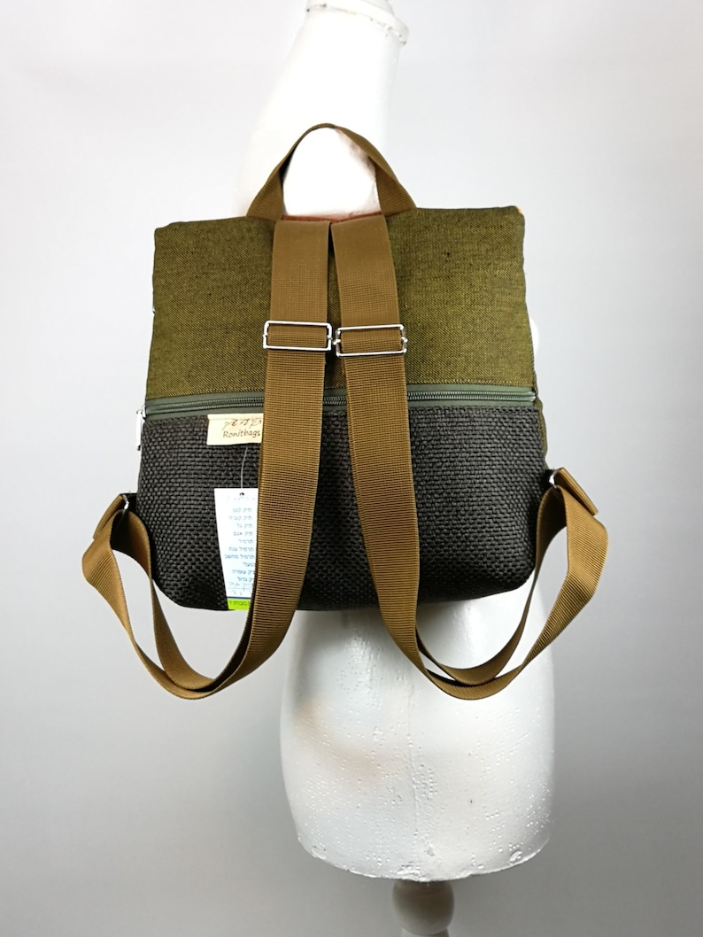 Holidays gift for her Light weight backpack Mini backpack purse Free shipping Beautiful small backpack Dark green and orange backpack