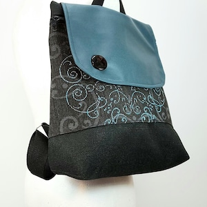 Mochila ecológica vegana, Mochila de viaje, Mochila negra turquesa sin piel, Bolso para iPad, Mochila para mujer, Bolso ligero, Envío gratis