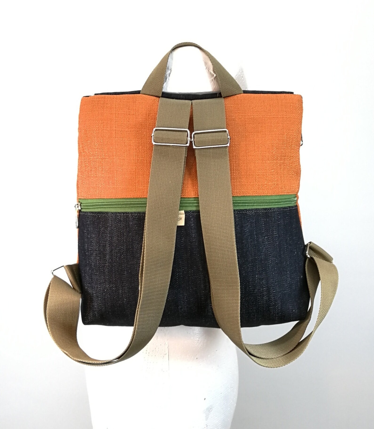 Mini Backpack Purse Zipper Knapsacks Orange Jeans Bag Etsy Israel