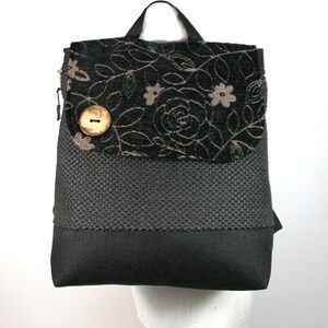 Mochila vegana ecológica, Mochila ligera, Bolso gris y negro, Mochila moderna y elegante, Mochila Boho Day, Bolso para mamá, Envío gratis