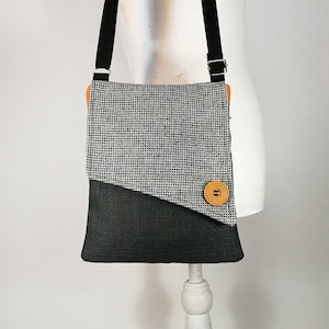 Petit sac à main en tissu à bandoulière, cadeau pour femme végétalienne, petit sac gris, sac à bandoulière pour passeport Iphone, livraison gratuite