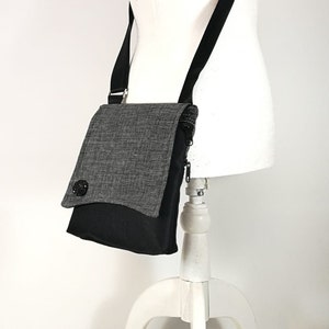 Kleine Umhängetasche Geldbörse, Alle Stofftasche, Crossbody Bag Sling, Kleine schwarz graue Tasche, Iphone Umhängetasche, Passport Tasche, kostenloser Versand