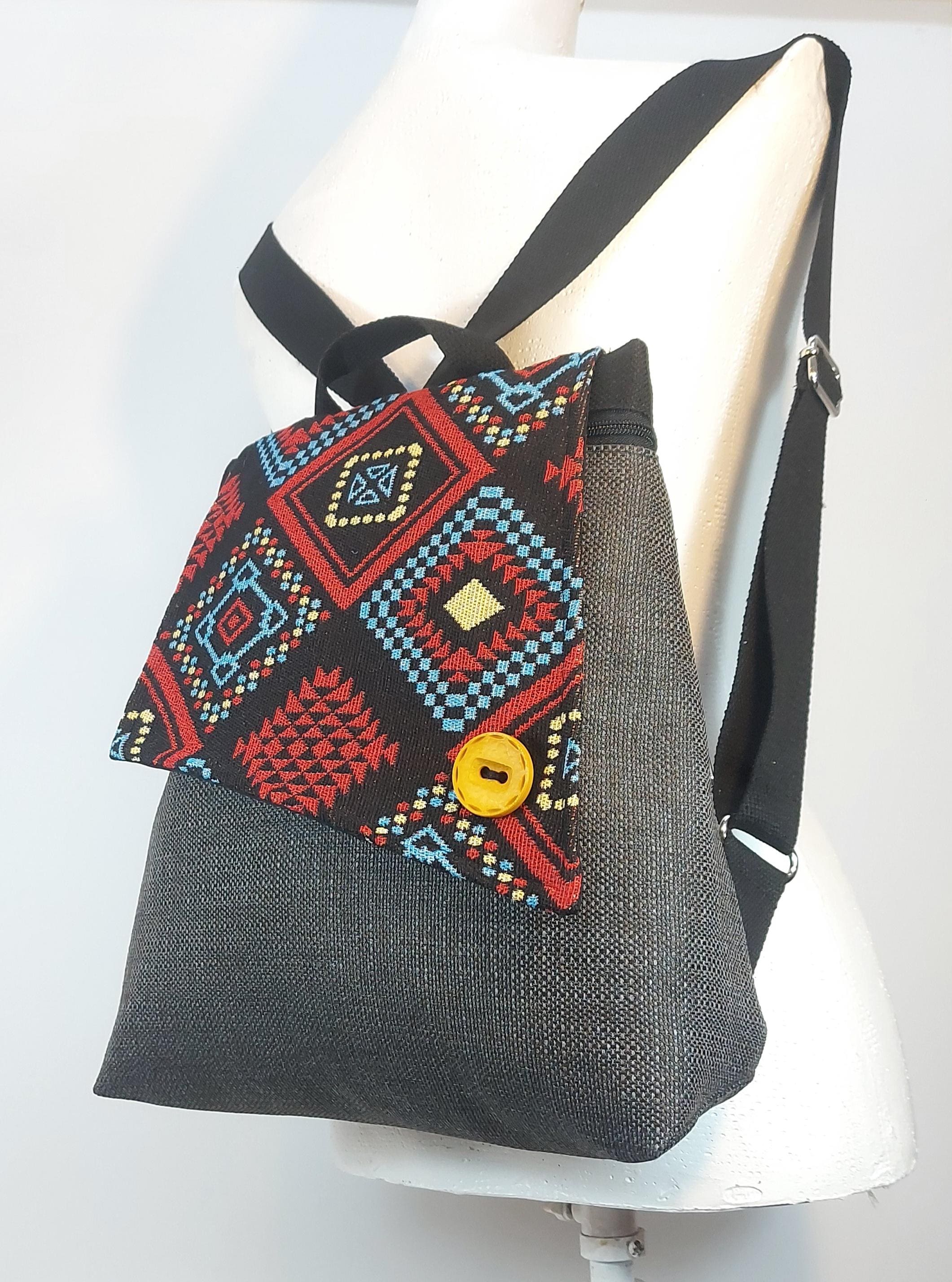 NWT Ronit Bag Black and Tan Cloth Backpack Knitter main image 2