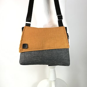 Bolso bandolera pequeño Monedero, Monedero grande con cremallera, Bolso de tela gris naranja, Bolso de noche, Regalo para mujer vegana, Clutch de noche minimalista