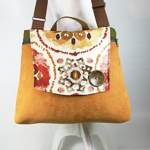 Crossbody bags, Messanger bag with internal zipper divider, Eco bag, Shoulder tote bag, Light weight fabric bag, Orange bag, Free Shipping
