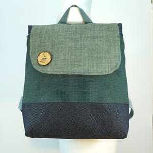 Sac à dos végétalien écologique, sac à dos tout tissu, sac Ipad, sac à dos pour femme, sac léger, sac Jeans vert bleu, livraison gratuite