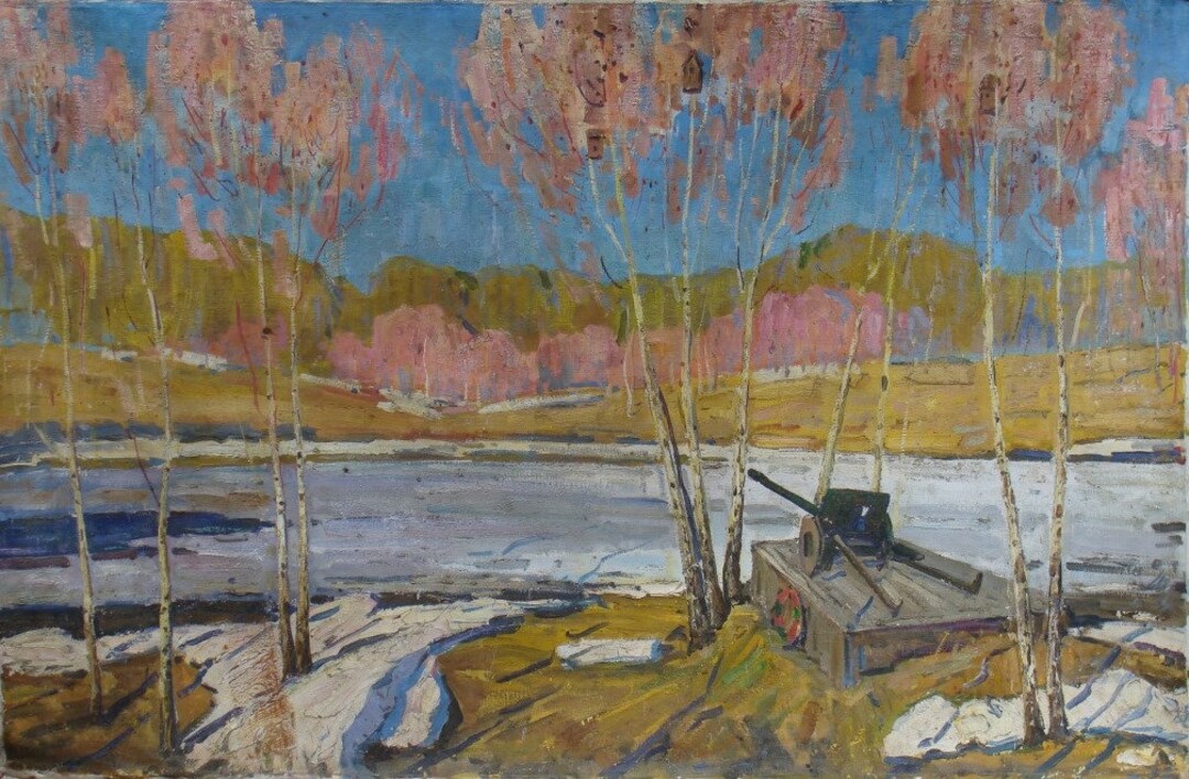 Triangularism Art ORIGINAL GENRE ARTWORK, Oil on Canvas Vintage Painting by Ukrainian ...