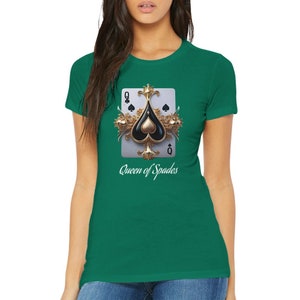 Reina de espadas, camiseta premium mujer cuello redondo, naipes
