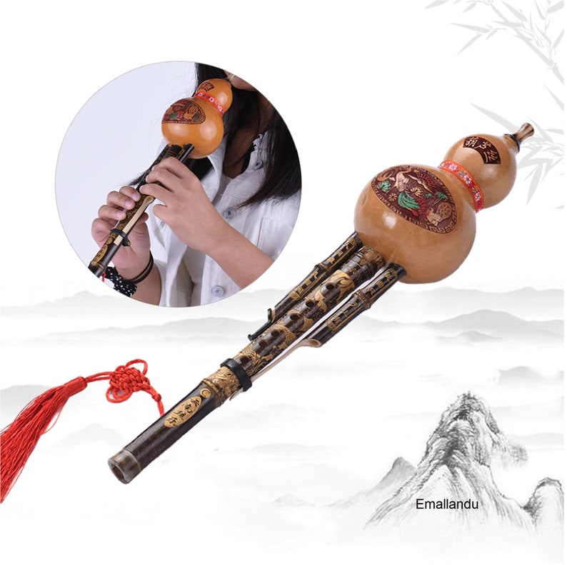 C Key Chinese Yunnan Gourd Flute Bamboo Hulusi Hand Made Wood Etsy