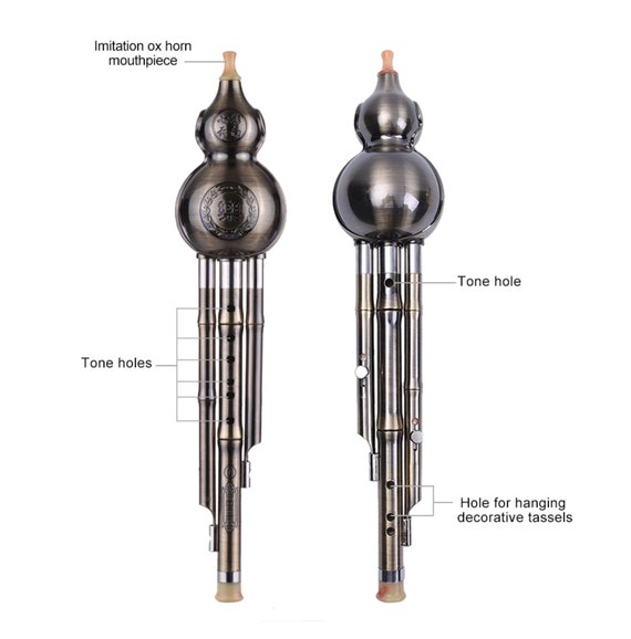 Jiayouy C Key Professional Hulusi Cucurbit Flute with Carrying Box Traditional Chinese Instrument Copper Plated Jiayouy C Key Professional Hulusi Cucurbit Flute with Carrying Box Traditional Chinese Instrument Copper Plated