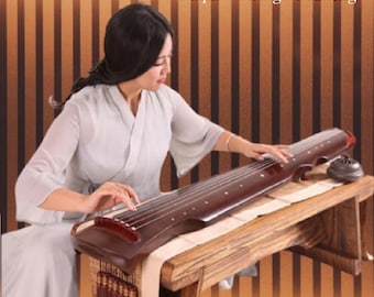 Guqin 7 String Traditional Chinese Zither Musical Instrument for Beginner  brown black color