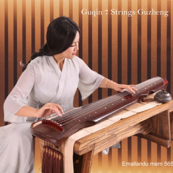 Guqin 7 String Traditional Chinese Zither Musical Instrument for Beginner  brown black color
