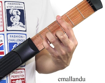Herramienta de práctica de cuerdas de guitarra de bolsillo, 6 trastes, para principiantes, práctica, compacta y portátil, regalo