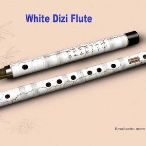 White Bamboo Dizi Flute: Chinese Bansuri C D E F G Key