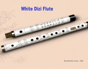 White Bamboo Dizi Flute: Chinese Bansuri C D E F G Key