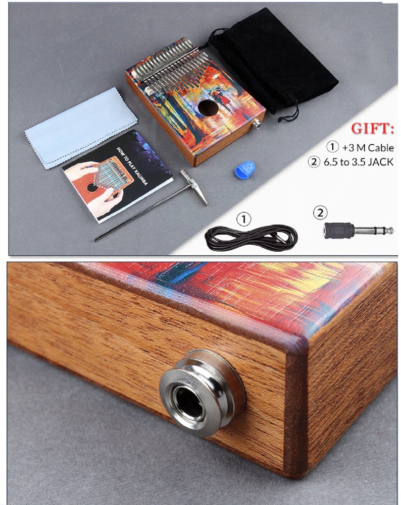 17 Key Kalimba With Pickup Electric Amplifier Thumb Piano Wood Etsy