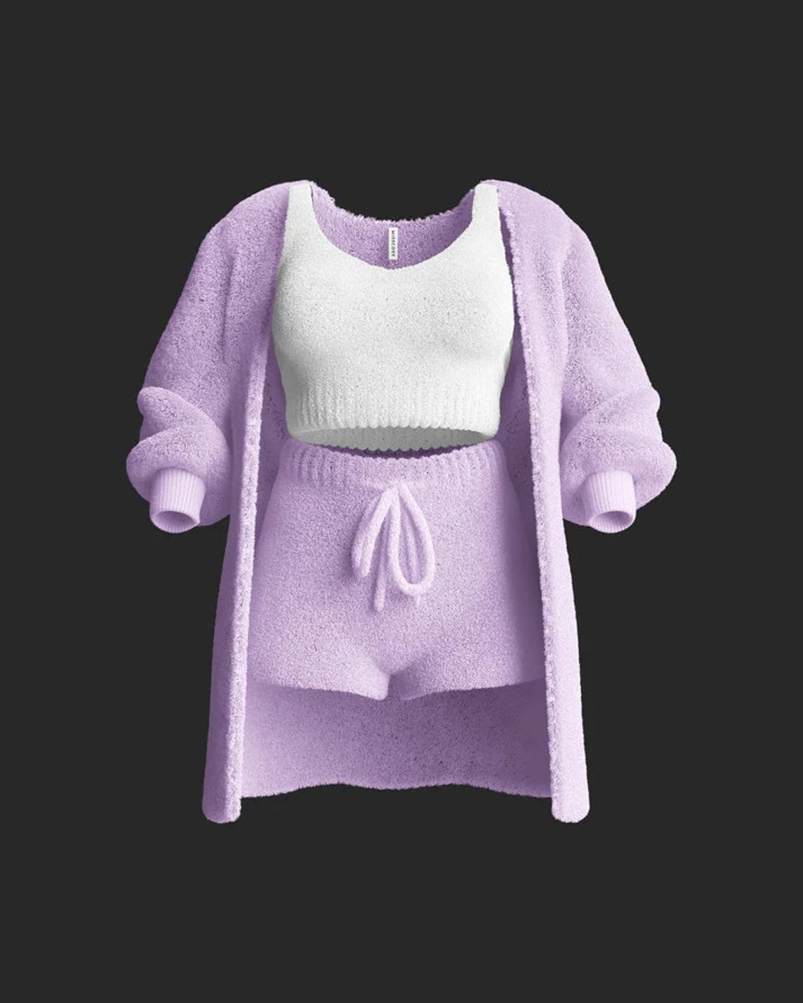 Cozy Knit Set Purple 3 Piece Set Soft Sweater and Warm Shorts for