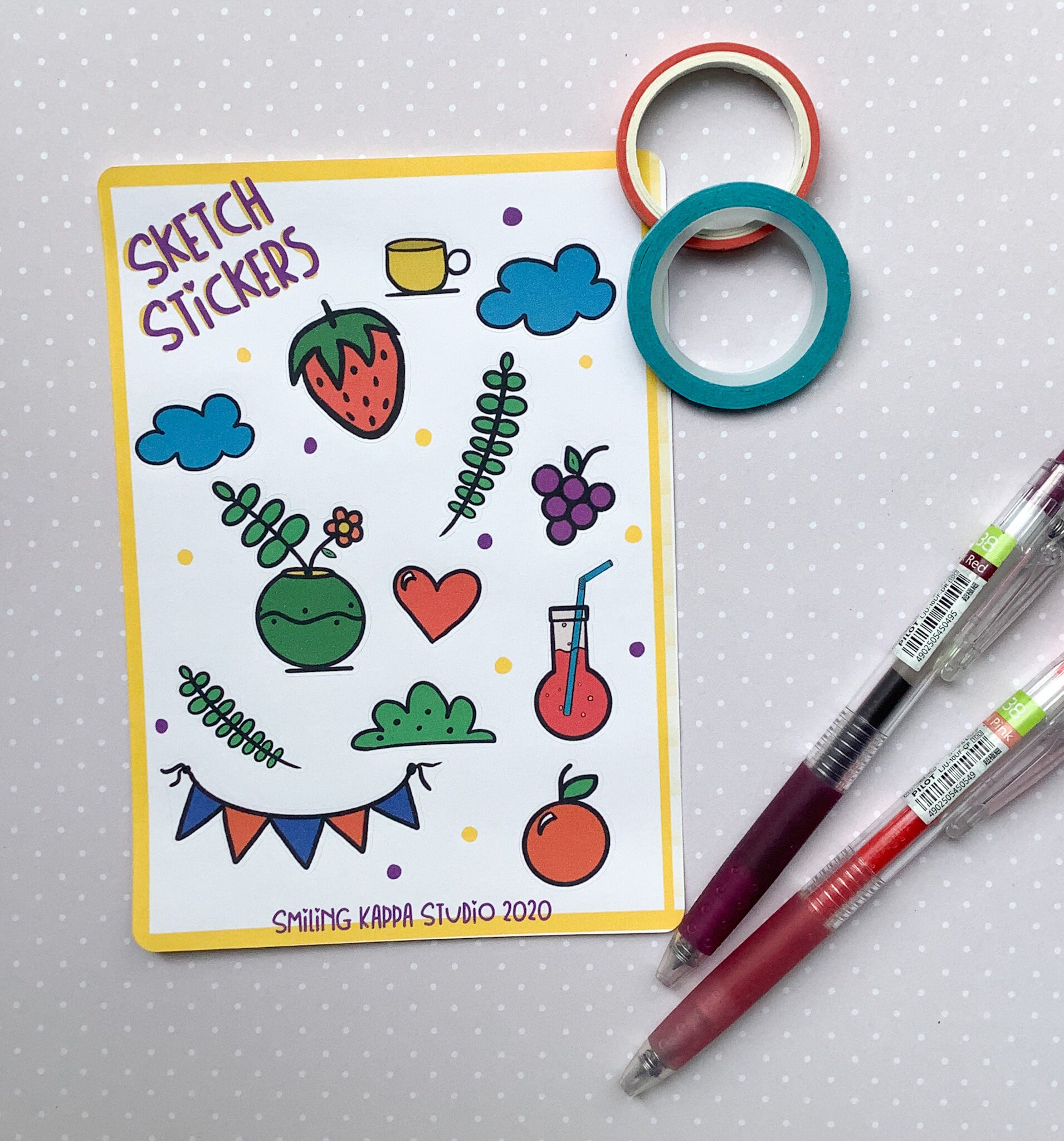 kawaii doodle stickers for journals or scrapbooking cute