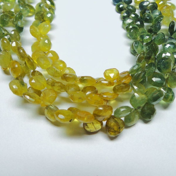 Super Gorgeous 9” Strand - Amazing AAAAA++++ High Quality 5-7 MM Size Natural Yellow Sapphire Faceted Heart Shape Briolette