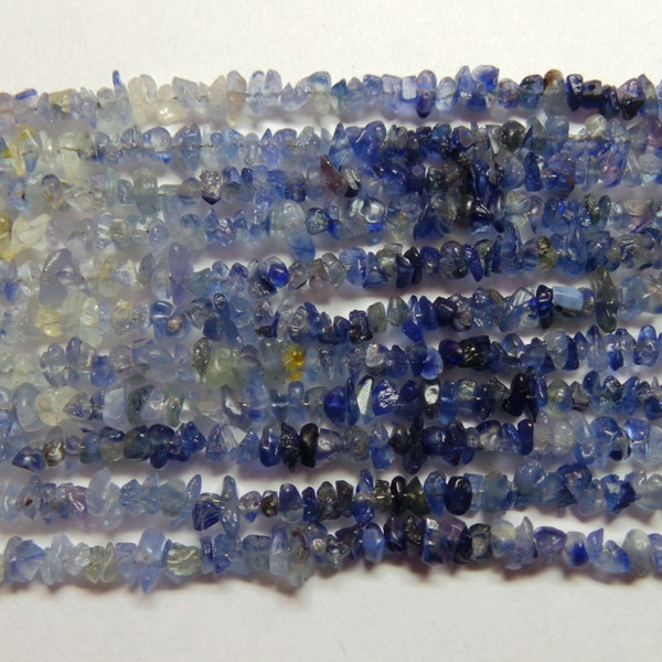 Impresionante zafiro azul Natural sombra Chip áspero 4-6 mm tamaño completo 9" Strand Exteremely mejor calidad granos