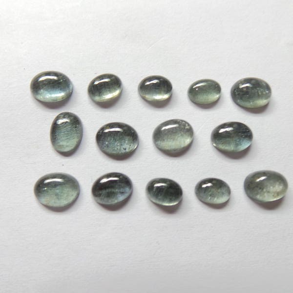 Fantastic Natural Moss Aquamarine Smooth Oval Shape Cabochon 14 Pieces 7x5-6x4 MM Size AAAA++++ Top High Quality