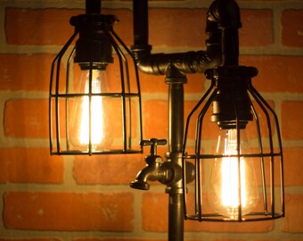 Industrial Pipe Lamp With Faucet Switch Thomas Edison Etsy