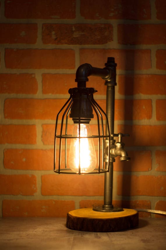 Industrial Pipe Lamp With Faucet Switch Thomas Edison Etsy