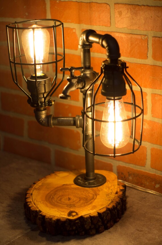 Industrial Pipe Lamp With Faucet Switch Ben Franklin Etsy