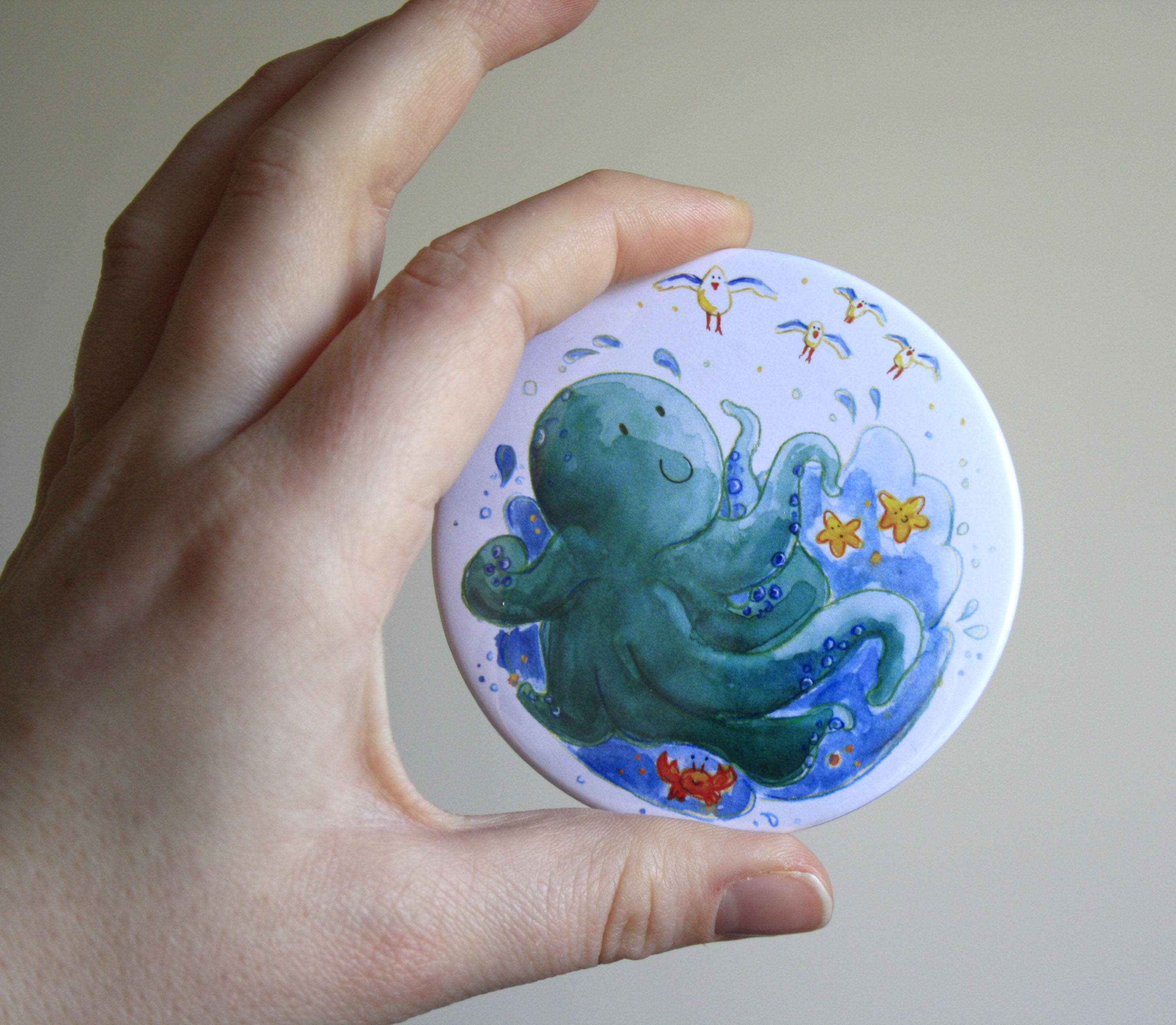 Octopus Mirror Octopus Pocket Mirror 76mm Mirror Octopus Etsy