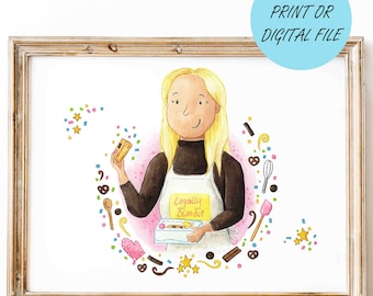 A5 - 1 Person - Custom Portrait - Hand Painted Acrylic Illustration- Personalised Art - A5 (148x210mm) Print - 300dpi Digital File