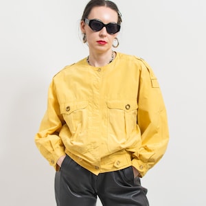 Vintage 90s Yellow Bomber Jacket Oversized | women&#39;s size XL